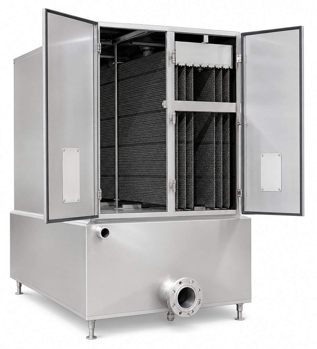 Falling film chiller cabinet with Temp-Plate evaporator plates